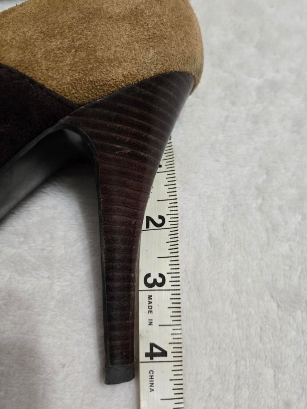 Michael Kors Two-Tone Suede Mary Jane Heels in Brown Tan & Black - Picture 5 of 5